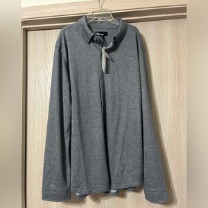 NWT The Commons Gray Button-Up Shirt Men's Linen Blend Sz XL Minimalist Business